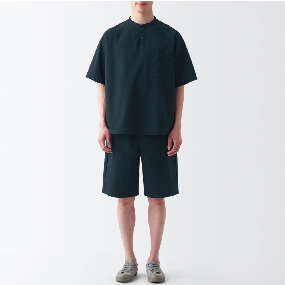 MUJI Men’s Seersucker Half Shorts Charcoal Gray XS